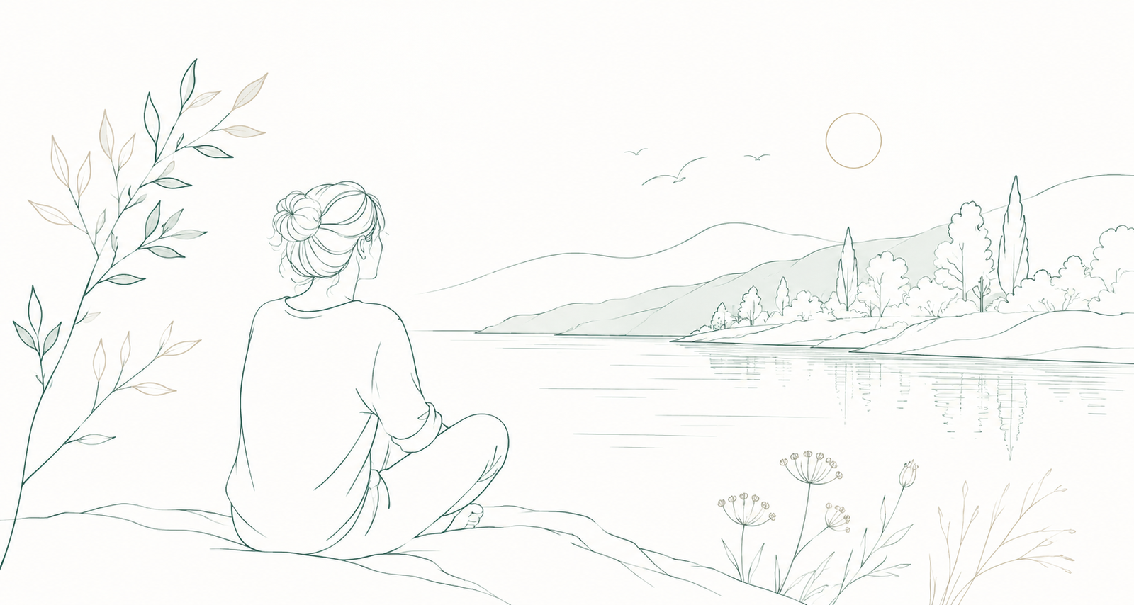 Illustration line art de la sophrologie existentielle